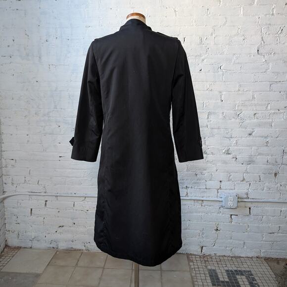 Vintage Black Trench Coat Longline Minimalist Wool Coat Duster Jacket Medium - Picture 6 of 9